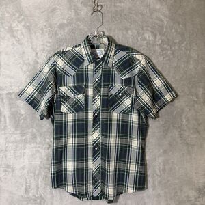 Vintage ATB Authentic Western Wear Pearl Snap Shirt Plaid Short Sleeve Size 15.5